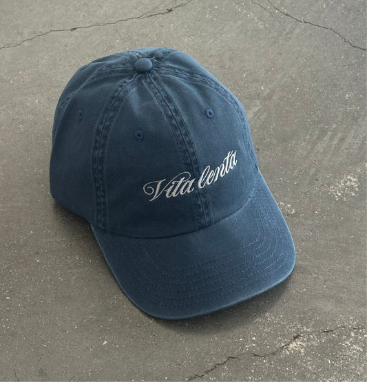 Cappellino Vita lenta denim by Lillo Letters